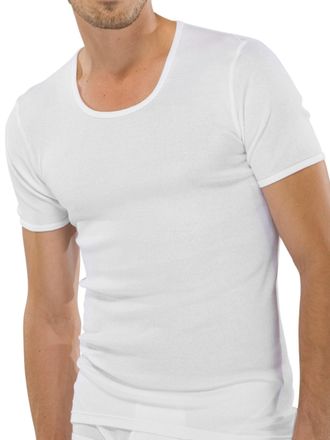 Schiesser Mens Plain Crew Neck Short Sleeve Vest, Blanc - Blanc (100), Medium