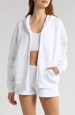 Florence By Mills Cozy Crush Oversize Zip Hoodie in Brt White at Nordstrom, Size Xx-Small