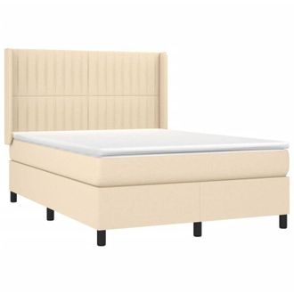 vidaXL Vidaxl - Cama Box Spring Colch&oacute;n Y Luces Led Tela Crema 140x190 Cm