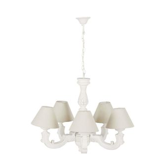 Maisons du monde L&aacute;mpara blanca con efecto envejecido y pantallas beige