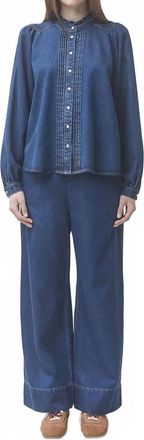 Suncoo Lizzy Denim Top In Bleu Jeans