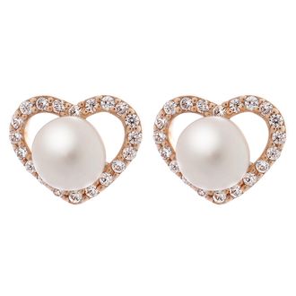 Orphelia Alberte WoMens 925 Sterling Silver Stud Earrings - Rose ZO-7233/RG - One Size