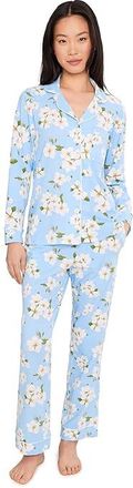 Bedhead Pajamas Petite Long Sleeve Classic Cotton Knit Pajama Set Womens Pajama Sets Magnolia Breeze : LG (US 12-14), Cotton/Elastane/Jersey