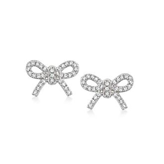 RS Pure by Ross-Simons 0. Diamond Bow Stud Earrings in Sterling Silver