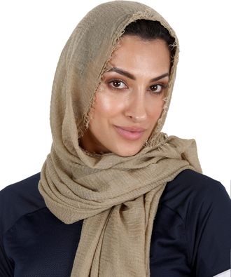 Generic Dark-Beige Soft Crimp Crinkle Hijab Scarf for Women Scarfs for Muslim Women Abaya Head Scarf Neck Scarf Turban Head Wrap for Muslim Women Hijab Headsc