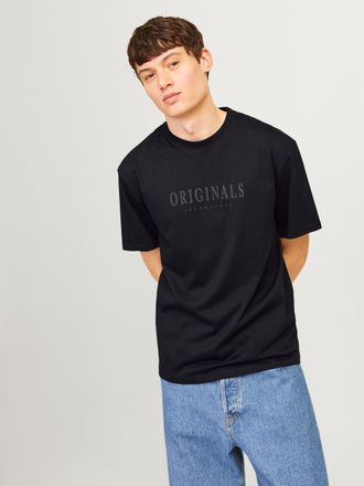Jack & Jones Rundhalsshirt JACK & JONES JORFREDERIKSBERG TEE SS CREW NECK NOOS, Herren, Gr. XS, schwarz, Jersey, Obermaterial: 100% Baumwolle, unifarben, regular f