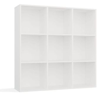 Topeshop Malax - Scaffale a 9 scomparti per riporre libri, decorazioni - Bianco