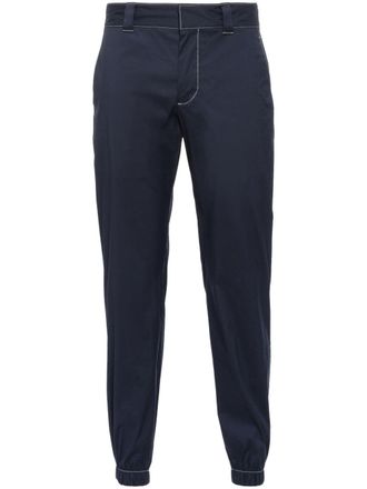 Prada rear logo-patch poplin trousers - men - Cotton - 48 - Blue