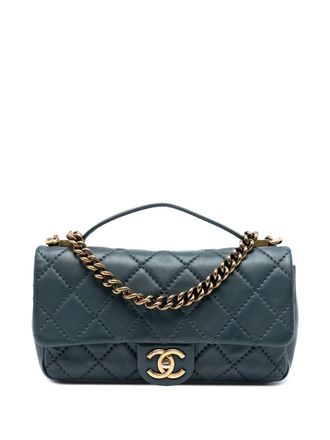 Chanel 2014-2015 CC Quilted Calfskin Top Handle Bag satchel - Blauw
