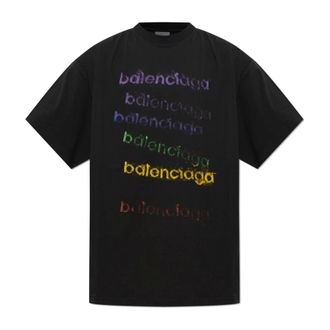 Balenciaga Logo T-shirt - Heren - Tops - Zwart - Maat: S Katoen