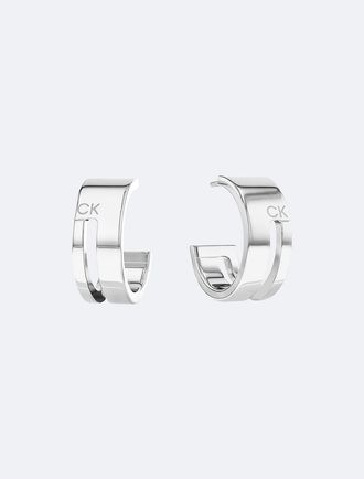 Calvin Klein Womens Sculptural Hoop Earrings - Metallic - OS