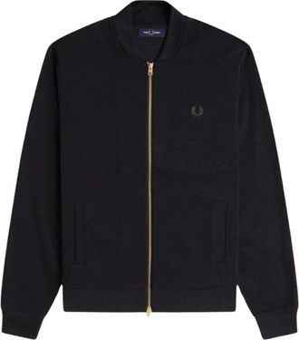 Fred Perry Bomberjack met Contrasterende Tape - Heren - Bomber jackets - Zwart - M - Katoen - Jassen