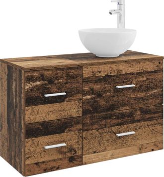 vidaXL Juego De Muebles De Ba&ntilde;o 2 Uds. Madera Envejecida Vidaxl