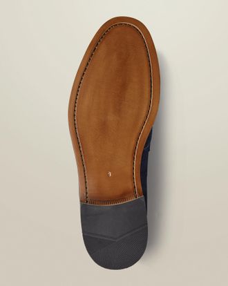 CHARLES TYRWHITT Suede Penny Loafers - Navy Size 10.5 by Charles Tyrwhitt