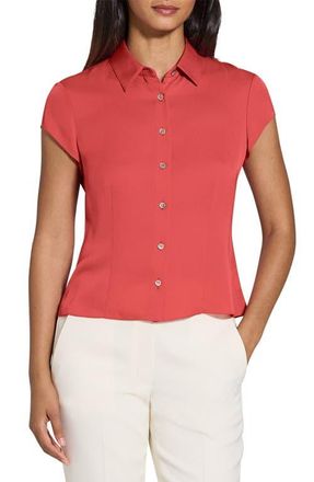 Theory Cap Sleeve Silk Shirt in Claret at Nordstrom, Size X-Large