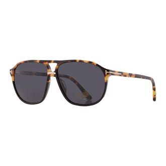 Tom Ford Sunglasses Aviator Full Rim, Black/havana Frame And Smoke Lens Ft102605A