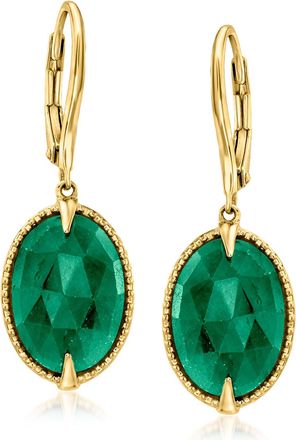 Ross-Simons Emerald Drop Earrings in 18kt Gold Over Sterling