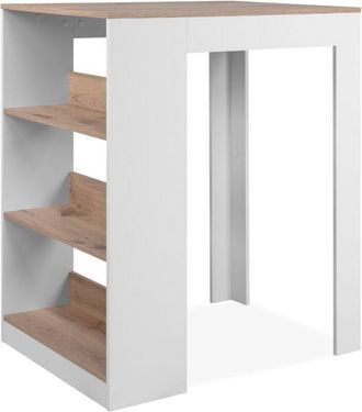 Calicosy Tavolo da pranzo con 3 ripiani portaoggetti, finitura rovere vichingo e bianco, 92 cm - tampa