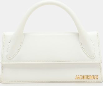 Jacquemus White Leather Long Le Chiquito Top Handle Bag