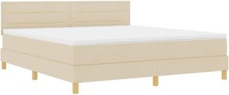 vidaXL Cama Tipo Box Spring Con Colch&oacute;n Crema 180 X 200 Cm Tela Vidaxl