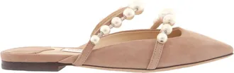 Jimmy Choo London Amaya Pearly Two-Band Suede Flats, Brand Size 34.5 ( US Size 4.5 )