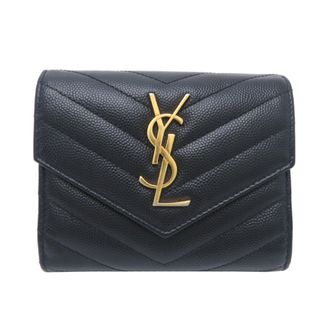 Saint Laurent Black Leather Wallet (Tri-Fold) (Pre-Owned)
