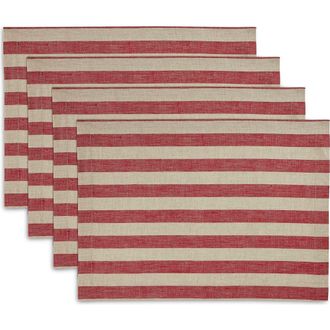 Solino Home Linen Placemats - Sorrento Stripe, 14 x 19 in Red And Natural at Nordstrom, Size Medium