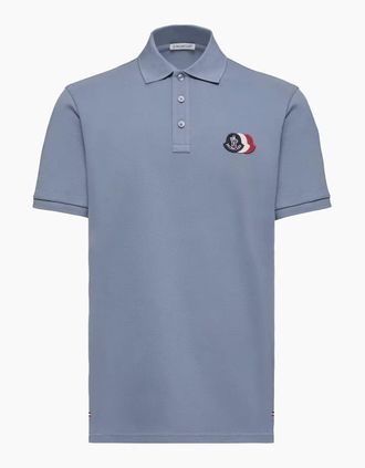 Moncler Mens TRIPLE LOGO POLO - Blue - Size: 40