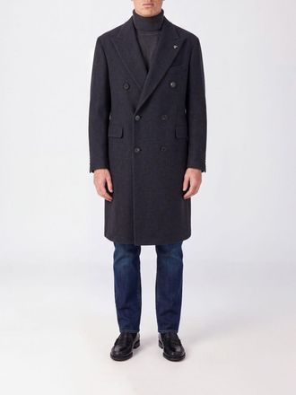 Tagliatore Knee-Length Double-Breasted Wool Coat with Peak Lapels