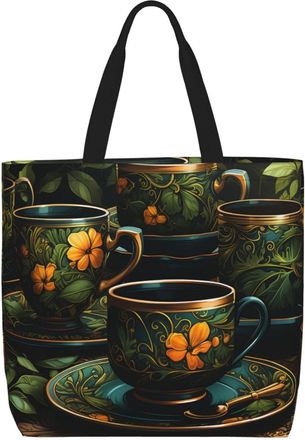 Generic Green Cup Tote Bag Reusable Handbag Large Capacity Grocery Bags For Work Ladies Casual