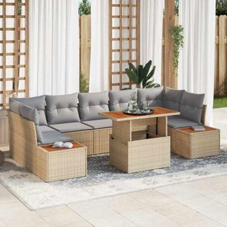 vidaXL Conjunto De Sof&aacute; De Jard&iacute;n 8 Pcs Beige Polirat&aacute;n Vidaxl