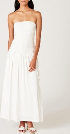 Nia Santal Strapless Mixed Media Maxi Dress in White at Nordstrom, Size X-Large