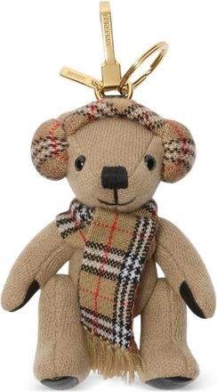Burberry Geruite wol-kasjmier sleutelhanger met oorwarmers - Dames - Sleutelhangers & Tashangers - Beige - ONE Size - Wol - Accessoires