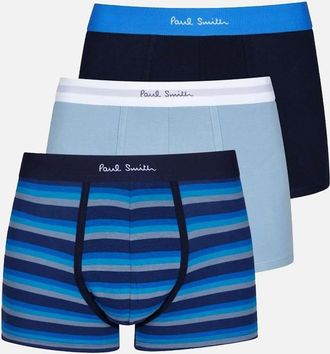 Paul Smith Mens Paul Smith 3-Pack Plain/Stripe Mix Trunks, Blue - Size: 32/30/31