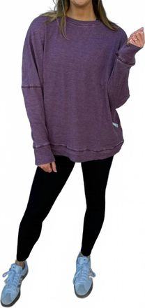 Mono B Waffle Ribbed Pullover In Dark Plum