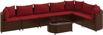 vidaXL Vidaxl - Set Divani Da Giardino 8 Pz Con Cuscini Marrone In Polyrattan