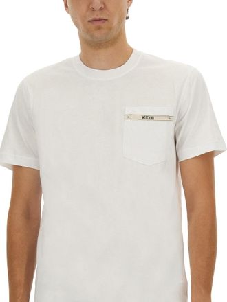 Moschino Logo-Ribbon Cotton T-Shirt - White