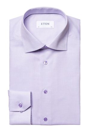 Eton Lichtpaars katoenen Eton overhemd contemporary fit