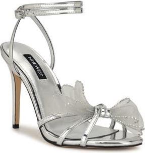 Nine West Minky Ankle Strap Sandal in Silver at Nordstrom Rack, Size 9.5
