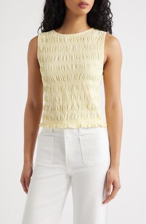 Madewell Smocked Tank Top in Sheer Pineapple at Nordstrom, Size Xx-Large