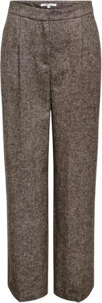 Only Broek met ritssluiting en haaksluiting en zakken aan de voorkant - Dames - Wijde Broeken - Bruin - S L32 - Polyester - Broeken