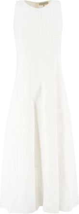 Antonelli Kleedjes, Dames, Wit, M, Mouwloze ronde hals jurk met zachte lijnen