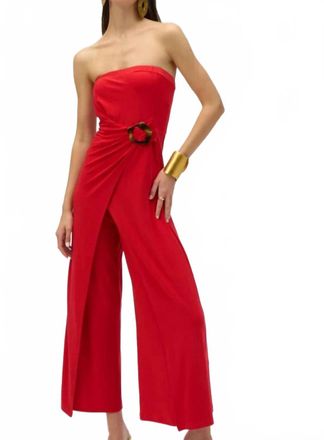 Joseph Ribkoff Strapless Culotte Jumpsuit In Red