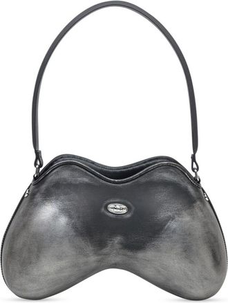 Diesel Silver Double-D-Rigid Large shoulder bag