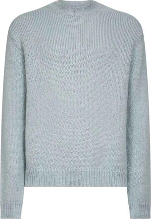 Jil Sander Poederblauwe Alpaca Wol Trui - Heren - Ronde hals truien - Blauw - S - Wol - Truien & Vesten