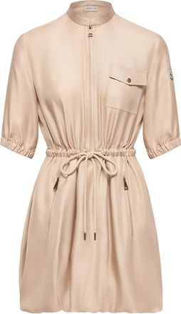 Moncler Moncler Silk Twill Mini Shirt Dress, Women, Beige, Size: 38
