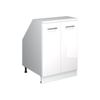Vicco Armario De Cocina Para Techo Inclinado R-line, Blanco Alto Brillo, 60 Cm Con 2 Puertas, 60 Cm De Profundidad, Vicco