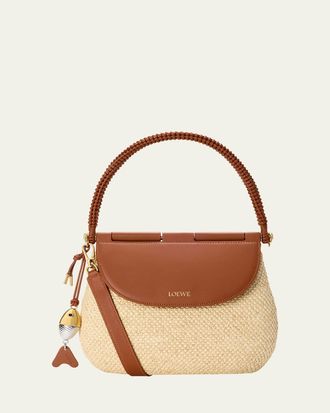 Loewe x Paulas Ibiza Pescador Medium Raffia & Leather Top-Handle Bag