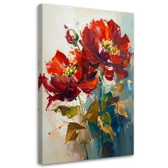 Feeby Cuadro En Lienzo Amapolas Rojas En Una Composici&oacute;n Bot&aacute;nica Pict&oacute;rica 80x120