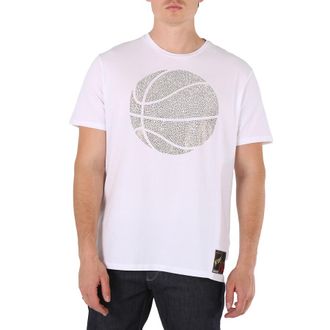 Roberto Cavalli Hotfix Crystal-Embellished Basketball Cotton T-shirt, Size X-Large